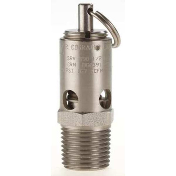 Conrader Safety Valve,Soft Seat,1/2In,175 PSI,SS SRV390-1/2-V-SS-175