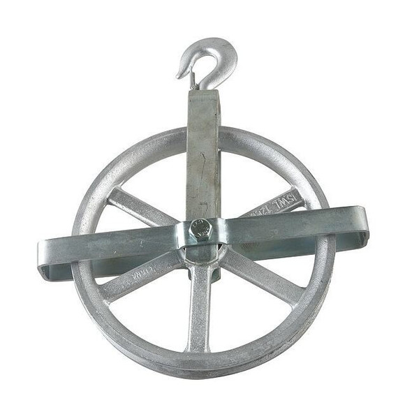 Well Wheel Pulley Block, Fibrous Rope, 1,000 lb Max Load, Electro-Galvanized