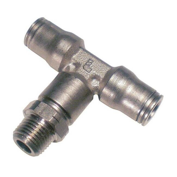 Legris Push-Fit Tee Fitting, 5/16 in Tube Size, Brass, Silver 3608 08 10