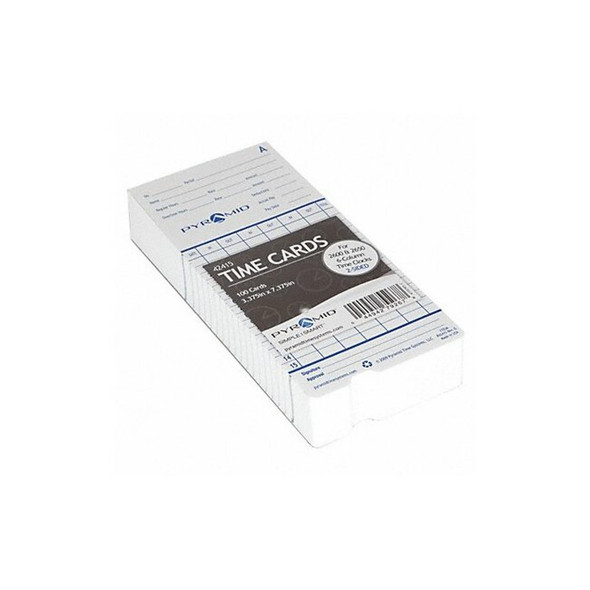 Pyramid Time Card,White,7 7/16in H,PK100 42415 Pyramid Time Card,White,7 7/16in H,PK100 42415