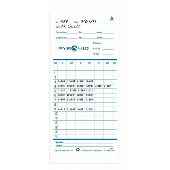 Pyramid Time Card,PK100 42415