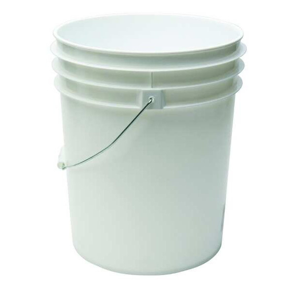 5 gal Open Head Pail, 12-3/8 in Dia, 14-3/4 in H, White, HDPE