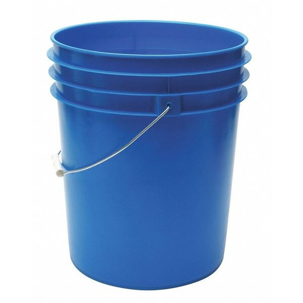 5 gal Open Head Pail, 12-3/8 in Dia, 14-3/4 in H, Blue, HDPE