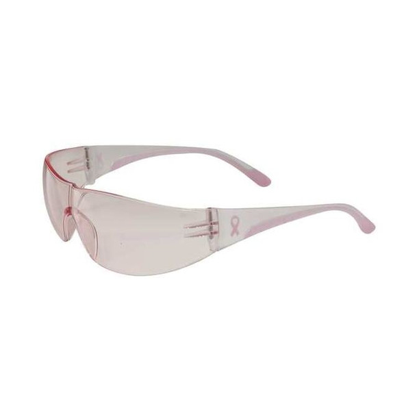 Eva, Safety Glasses, Anti-Scratch, Light Red Lens, Clear, Pink Frame, Frameless