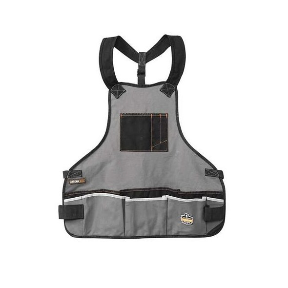 Ergodyne Tool Apron, Tool Apron, Gray, Cotton, 16 Pockets 13690