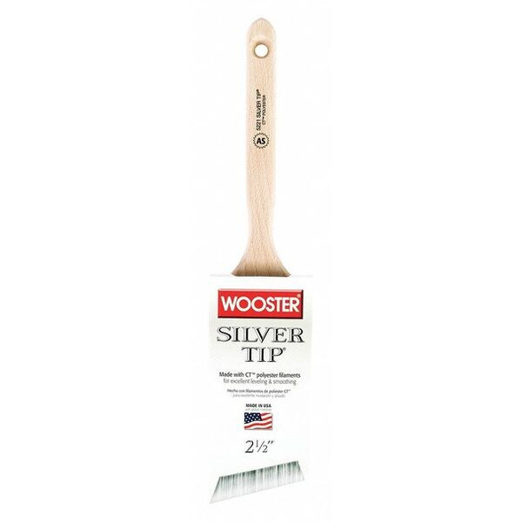 2-1/2" Angle Sash Soft, Silver CT Polyester Bristle, Paint Brush, Wood Handle