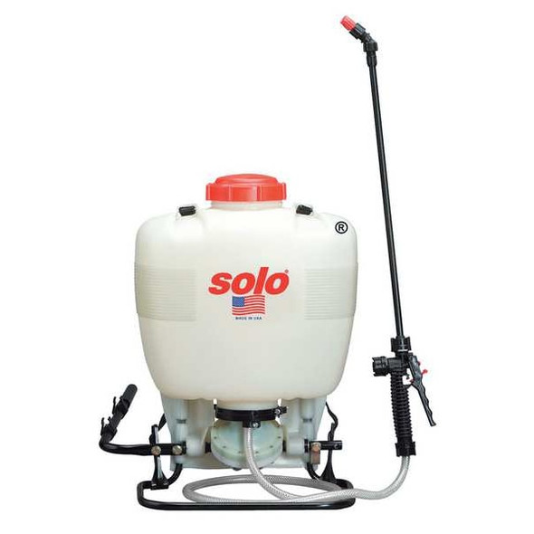 4 gal Backpack Sprayer, Poly, 48 in L Hose, 60 PSI, Cone/ Fan/ Jet Nozzle Spray Pattern, Manual