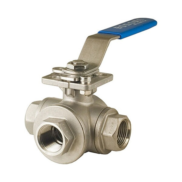 Bonomi 1/2" NPT Stainless Steel Ball Valve 3-Way 956N-1/2"
