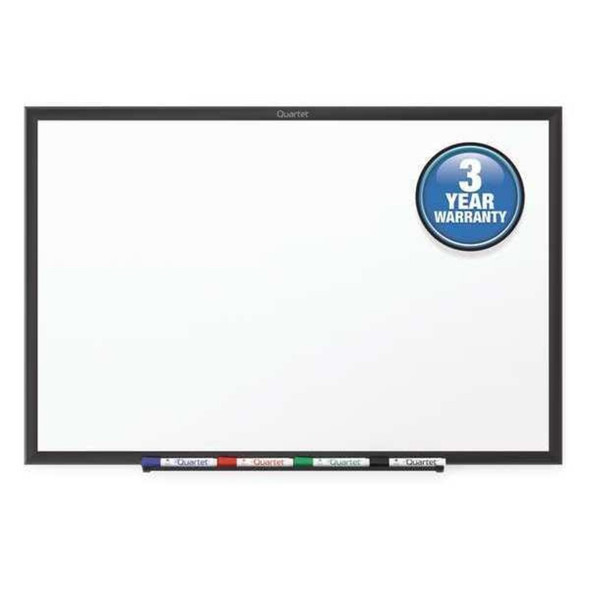 Dry Erase Board, Melamine, 36 in, 48 in, Aluminum Frame, White, Gloss  S534B