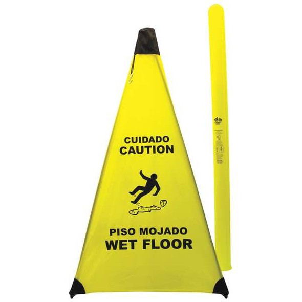 Soft Safety Sign, 31 in Height, 18 in Width, Nylon, Triangle, English, Spanish