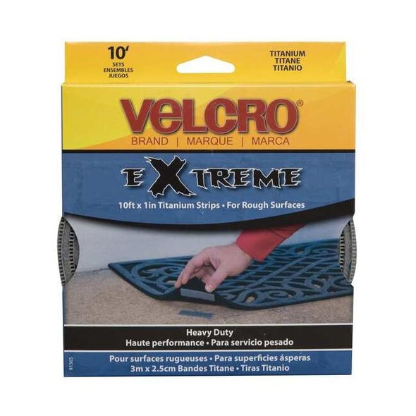 Reclosable Fastener Shapes, Rubber Adhesive, 10 ft, 1 in W, Gray