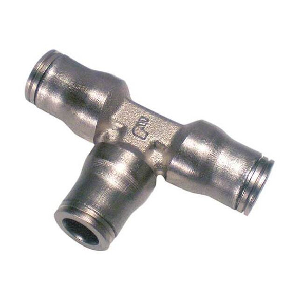 Legris Push-Fit Tee Fitting, 1/4 in Tube Size, Brass, Silver 3604 56 00