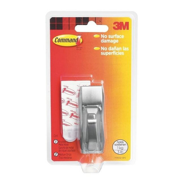 Command Hook,Metal,1-1/8 In MR02-BN-ES