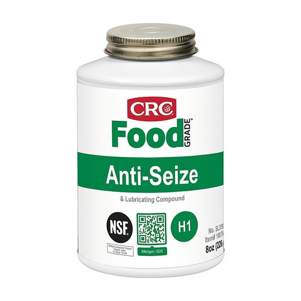 Crc Food Grade Anti-Seize, H1 Food Grade, 8 oz Brush-Top Can, White SL35905