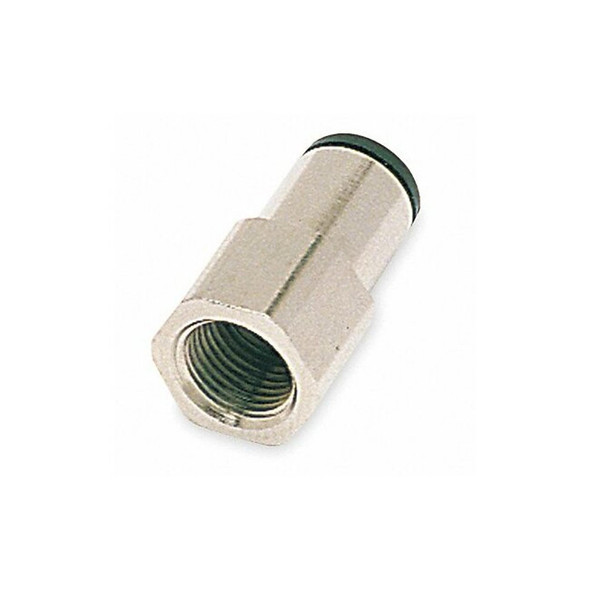 Push-Fit Adapter Fitting, 3/8 in Tube Size, Brass, Silver, 10 PK