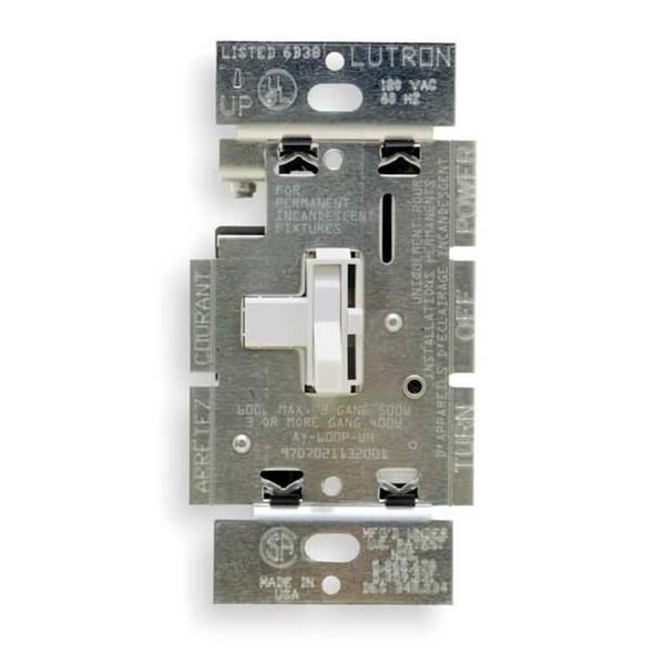 Lutron Lighting Dimmer, 1-Pole, Toggle, Ivory AY-10PH-IV