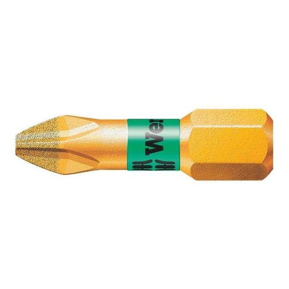 Wera Torsion Bit,SAE,1/4",Hex,No 2,1",S2 Steel 05056402001