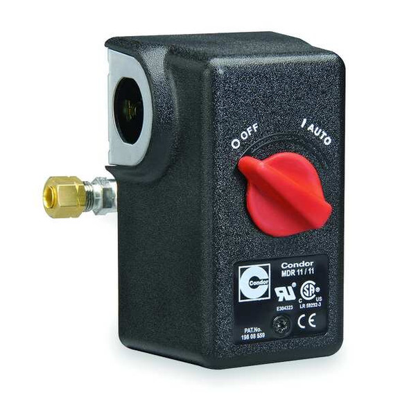 Pressure Switch, Standard, DPST, 1 Ports, 1/4" NPT, 20 to 105 psi Range
