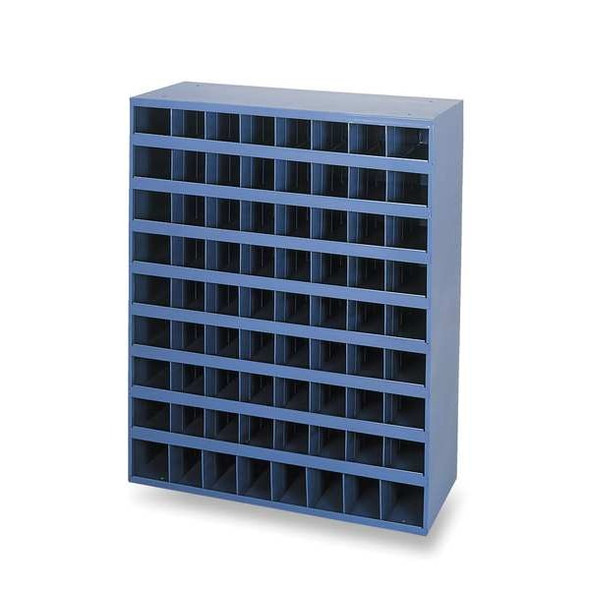 Pigeonhole Bin Unit, 72 Compartments, Steel, 9 Shelves, 33-3/4 in W x 12 in D x 42 in H, Gray