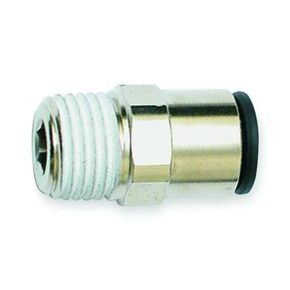 Push-Fit Adapter Fitting, 3/16 in Tube Size, Brass, Silver, 10 PK