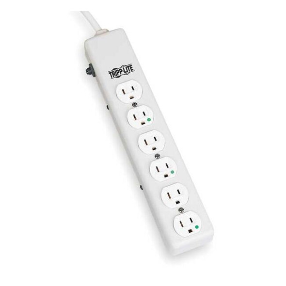 Outlet Strip, Hospital Grade, 6 5-15R-HG, 5-15P-HG, 1.5 ft., White