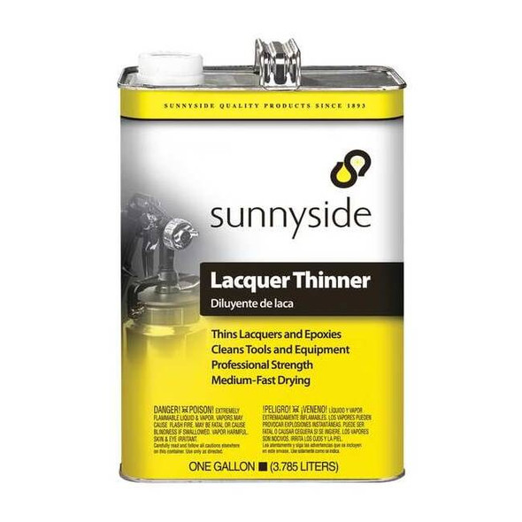 Sunnyside Lacquer Thinner, Solvent, VOC Content 583 g/L, Clear, 1 gal, Can 457G1