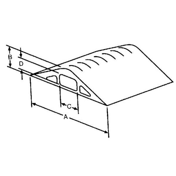 Cable Protector, 3/4 in H, 5 ft L, 3 in W, 1 Channel, PVC, Black