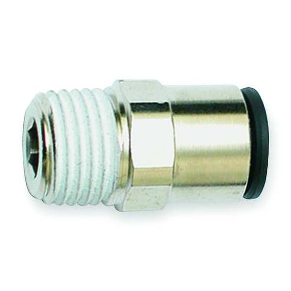 Push-Fit Adapter Fitting, 3/16 in Tube Size, Brass, Silver, 10 PK