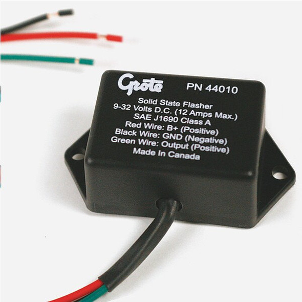 Grote Automotive Flasher, 12/24V DC Volt Rating, Blunt Cut Wires 44010
