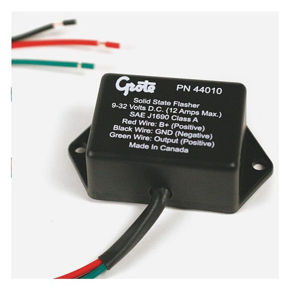 Grote Automotive Flasher, 12/24V DC Volt Rating, Blunt Cut Wires 44010