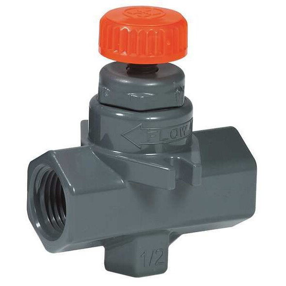 Hayward Flow Control Needle Valve, Straight, PVC/FPM, 1/4", Threaded NVA1025T