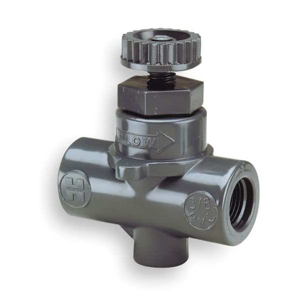 Hayward Flow Control Needle Valve, Straight, PVC/FPM, 1/4", Threaded NVA1025T