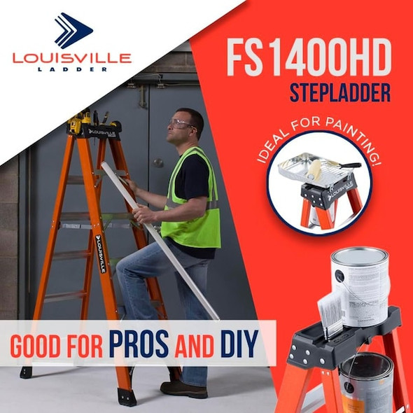 Louisville Stepladder,Fiberglass,6 ft. H,375 lb Cap FS1406HD Louisville Stepladder,Fiberglass,6 ft. H,375 lb Cap FS1406HD