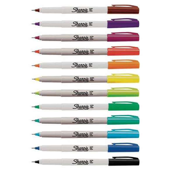 Sharpie Permanent Marker Set, Ultra Fine Tip, Capped, 12 PK 37175PP