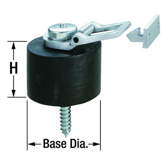 Rockwood Rubber Bumper Door Stop, Cast Brass, Black, 3"H 464.26D