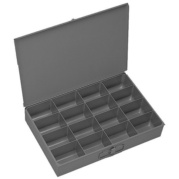 Steel, 16 compartments, 12 1/2 in D x 3 1/8 in H x 18 3/8 in W