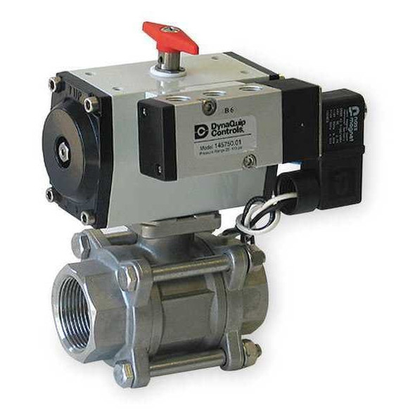 1-1/2" FNPT Stainless Steel Pneumatic Ball Valve Inline