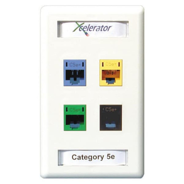 Hubbell Premise Wiring Faceplate,4 Port IFP14W