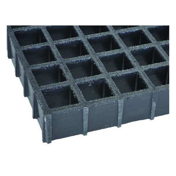 Fiberglass Molded Grating, 60 in Span, Grit-Top Surface, Corvex Resin, Dark Gray