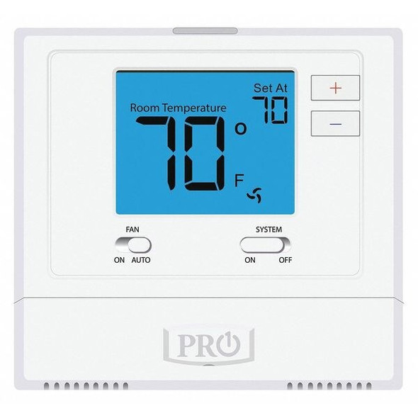Non-Programmable Thermostat, 1 H, 1 C, Wall Mount, Hardwired/Battery, 24VAC