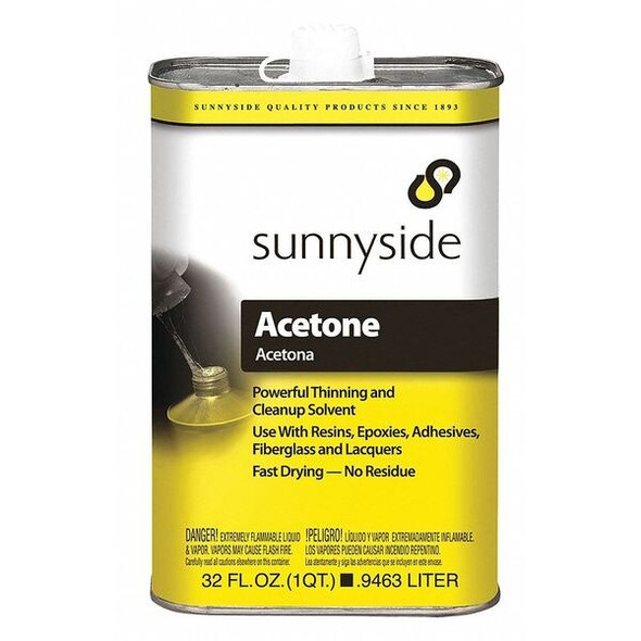 Sunnyside Cleanup Solvent, Acetone, 1 qt, Can, Clear 84032