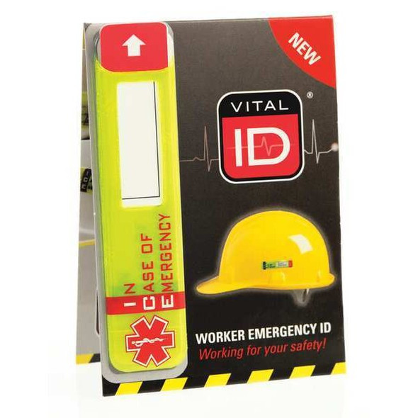 Vital Id Hard Hat I.D,Yllw,3/4in.Hx3-1/4in.W,PK25 WSID-02 Vital Id Hard Hat I.D,Yllw,3/4in.Hx3-1/4in.W,PK25 WSID-02