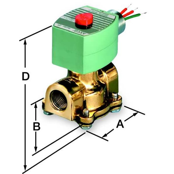 Solenoid Valve, 2-Way, 2-Position, Normally Open, 3/4 in Pipe Size, 120V AC, Compact, Direct Acting