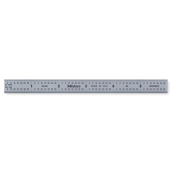 Mitutoyo Steel Rule,Flexible,6 In,32/64/10/100ths 182-203
