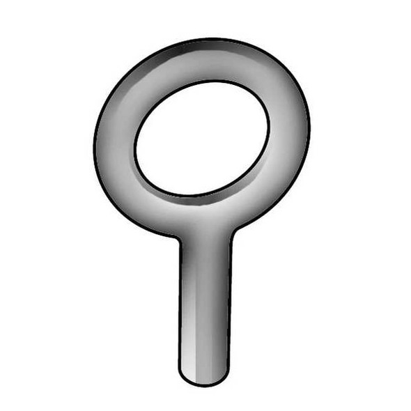 Eye Bolt Without Shoulder, Unthreaded, 1-1/4 in Shank, 1 in ID, Steel, Plain