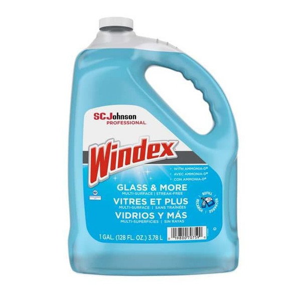 Windex Liquid Glass and Surface Cleaner, 1 gal, Blue, Unscented, Jug 696503