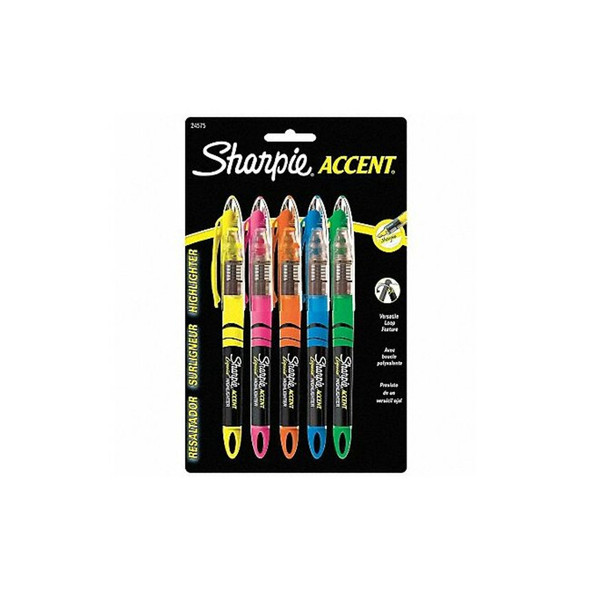 Sharpie Highlighter Set,Liquid,Assorted,PK5 24575PP Sharpie Highlighter Set,Liquid,Assorted,PK5 24575PP