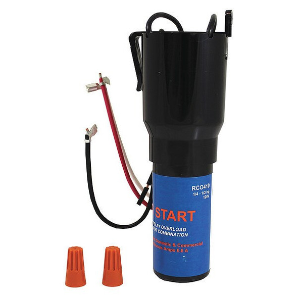 Relay, Overload and Start Capacitor Hard Start Kit, 115V, 1/4 to 1/3 hp