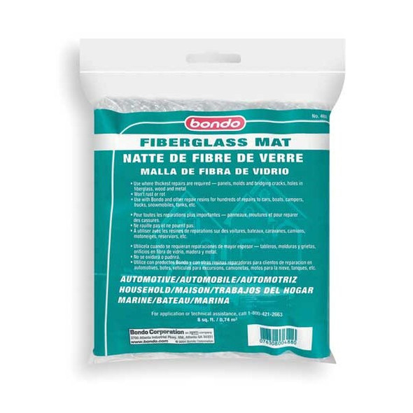 Bondo Fiberglass Mat, 8 sq ft, Bag, White 488