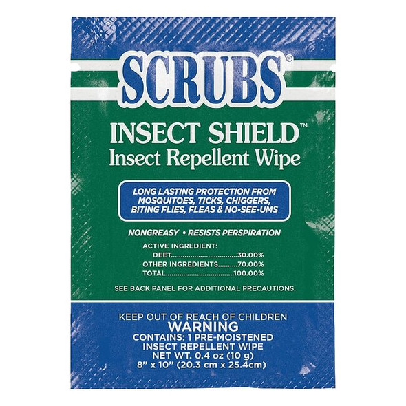 Scrubs Insect Repel Wipes,100 ct,Packet,PK100 91401